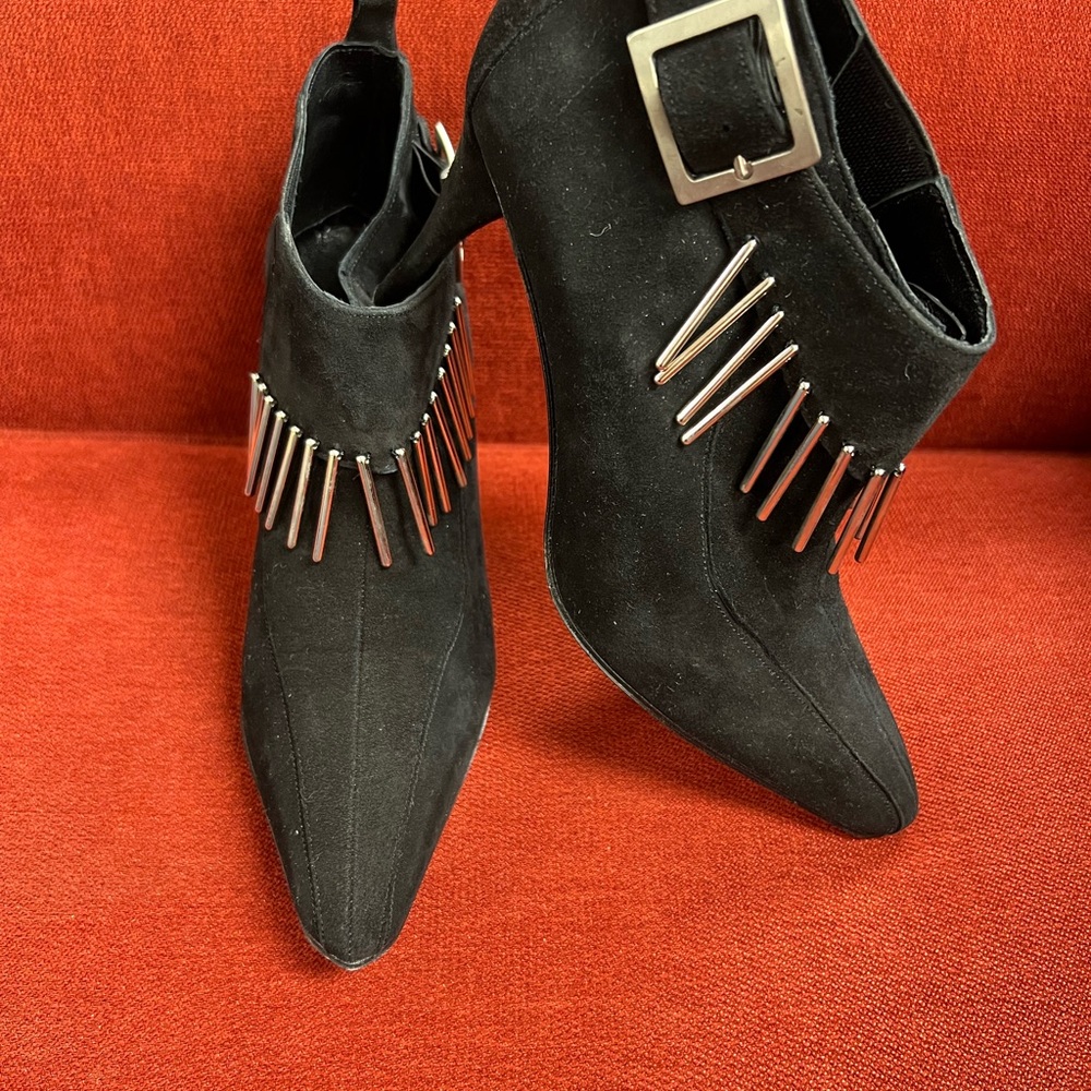 Stephane Kelian Black Heeled Boots with Silver Details